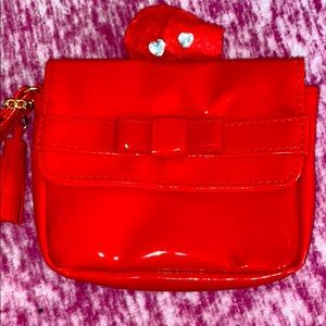 Vintage Elizabeth Arden miniature clutch bag with heart stud earrings Red ❤️